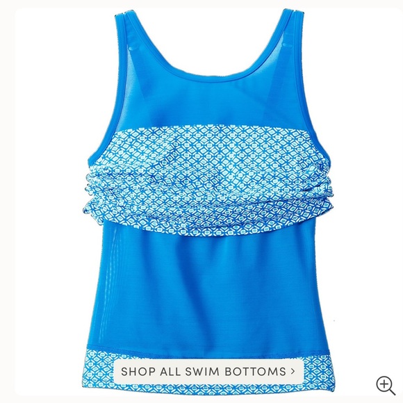 Lands End Womens Chlorine‎ Resistant Control Mesh High Neck Tankini Swimsuit Top - Picture 4 of 6